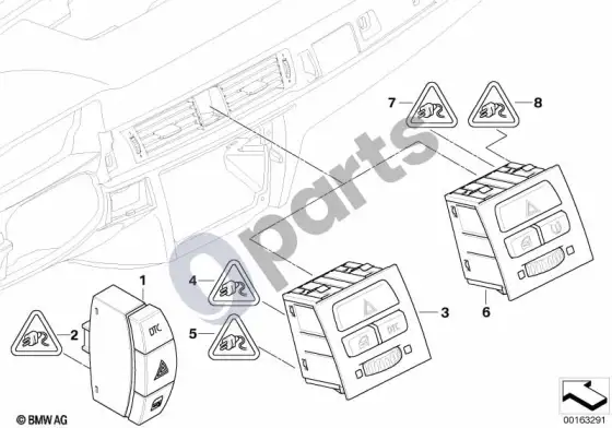 BMW 3 E92 E93 avarinės signalizacijos / centrinio užrakto jungiklis – schema