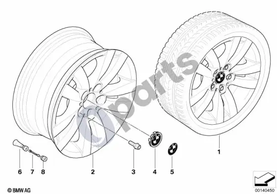 BMW 3 E92 E93 BMW lengvojo lydinio ratas, dvigubos stipinos 161 – schema