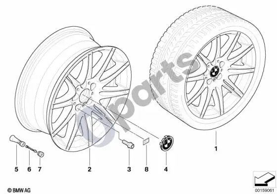 BMW 3 E92 E93 BMW lengvojo lydinio ratas, m dvigubos stipinos 225 – schema