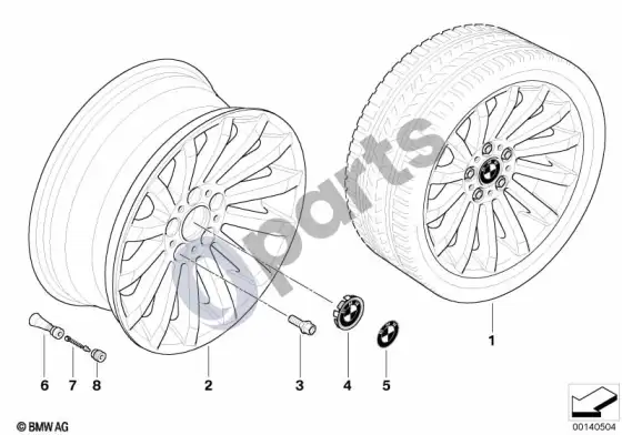 BMW 3 E92 E93 BMW lengvojo lydinio ratas, radialinės stipinos 196 – schema