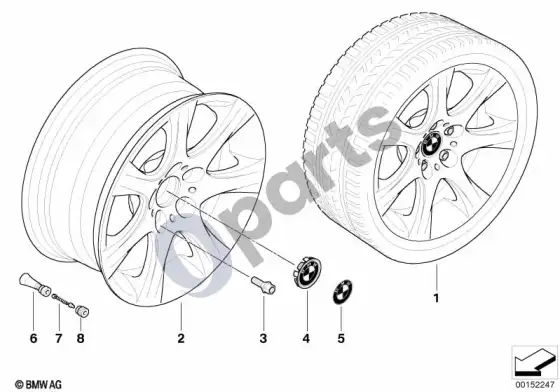 BMW 3 E92 E93 BMW lengvojo lydinio ratlankis star spoke 185 – schema