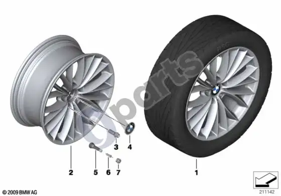 BMW 3 E92 E93 BMW lengvojo lydinio ratlankis v spoke 342 – schema