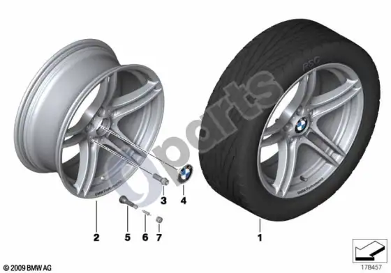 BMW 3 E92 E93 BMW performance lengvojo lydinio ratlankis, dvigubos stipinos 313 – schema