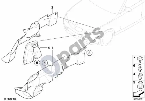 BMW 3 E92 E93 dyzelinio variklio izoliacinis gaubtas – schema