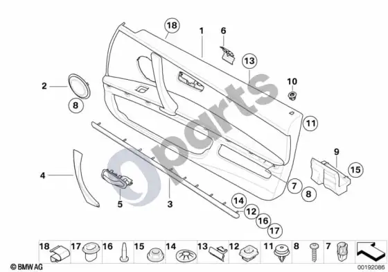 BMW 3 E92 E93 durų apmušalas (E92 316I) – schema