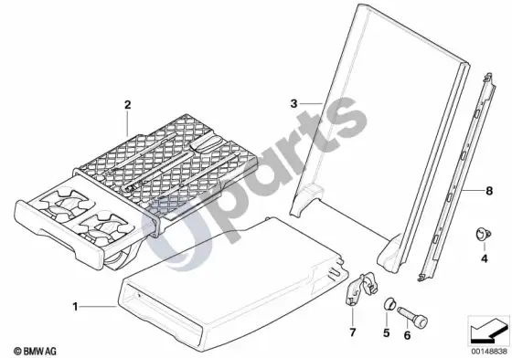BMW 3 E92 E93 galinės sėdynės vidurinis porankis (E92 316I) – schema
