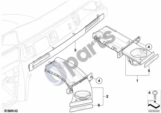 BMW 3 E92 E93 gėrimų laikiklis (E92 316I) – schema