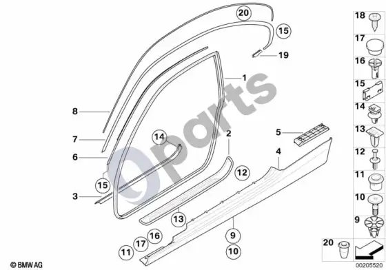 BMW 3 E92 E93 įlipimo angos apdaila (E92 316I) – schema