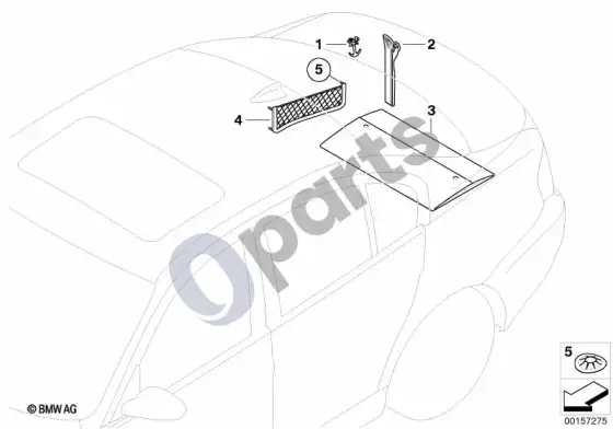 BMW 3 E92 E93 papildomas montavimas: smulkmenų dėklas bagažinėje (E92 316I) – schema