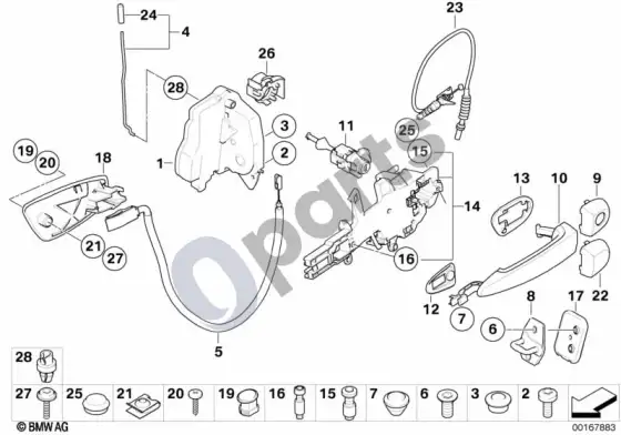 BMW 3 E92 E93 priekinių durų valdymas / durų užraktas (E92 316I) – schema