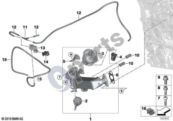 BMW 3 E92 E93 išmetamųjų teršalų mažinimo aušinimas (E92 320D, E93 320D) – schema