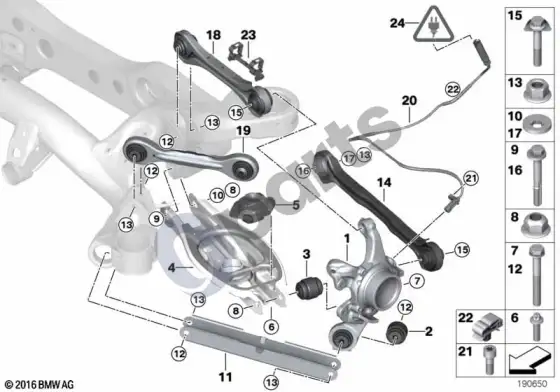 BMW 3 E92 E93 galinės ašies atrama/ratų pakaba (E92 320IN43, E92 320D) – schema