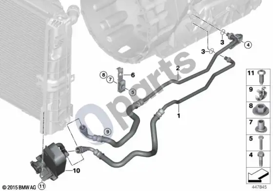BMW 3 E92 E93 alyvos aušintuvo vamzdis / šilumokaitis (E92 320IN43, E93 320IN43) – schema