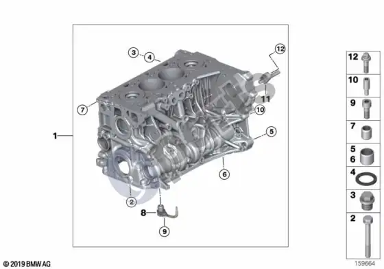 BMW 3 E92 E93 variklio blokas (E92 320XD, E92 320D, E93 320D) – schema