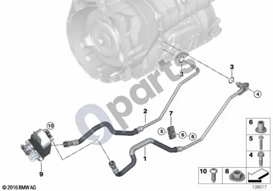 BMW 3 E92 E93 alyvos aušintuvo vamzdis / šilumokaitis (E92 325D, E93 325D) – schema