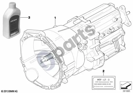 BMW 3 E92 E93 mechaninė pavarų dėžė GS6-53DZ (E92 330DN57, E93 330DN57) – schema