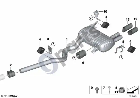 BMW 3 E92 E93 išmetimo sistema, galinė (E92 330XDM57N2, E92 325D, E93 330DM57N2, E93 325D) – schema