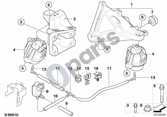 BMW 3 E92 E93 variklio pakaba (E92 330XDM57N2) – schema