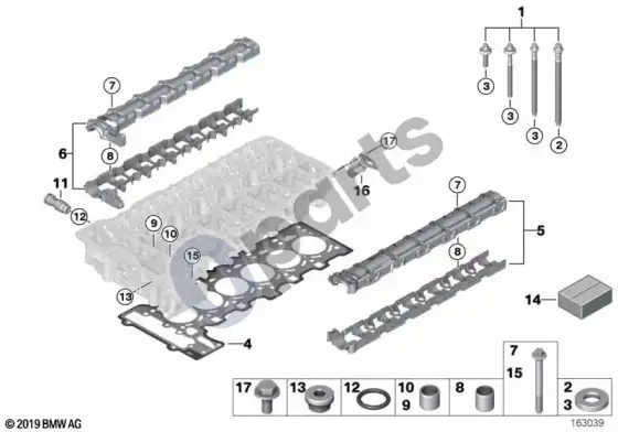 BMW 3 E92 E93 cilindrų galvutės pritvirtinamos detalės (E92 335I, E92 335XI, E93 335I) – schema