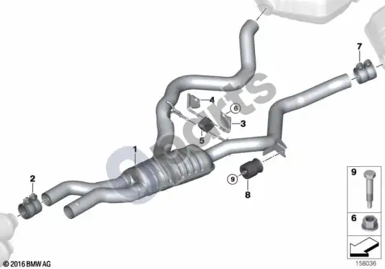 BMW 3 E92 E93 vidurinis duslintuvas (E92 335I, E92 335XI, E93 335I) – schema