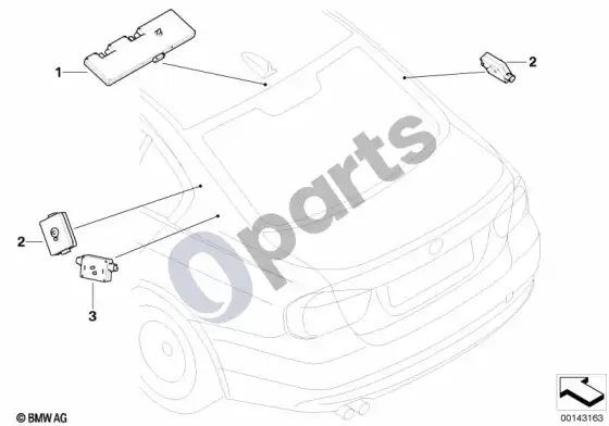 BMW 3 E92 E93 atskiros dalys antenų diversity sistemai – schema