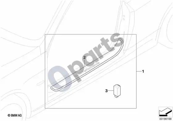 BMW 3 E92 E93 BMW performance durų slenksčio juostos – schema