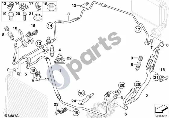 BMW 3 E92 E93 aušinimo skysčio vamzdynai (E92 LCI 316I, E92 316I) – schema