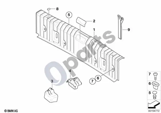 BMW 3 E92 E93 bagažinės slenksčio apdaila – schema