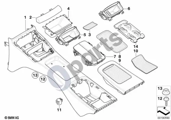 BMW 3 E92 E93 centrinė konsolė, galinis salonas – schema