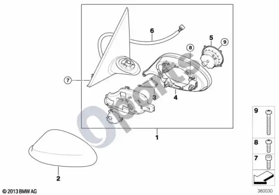 BMW 3 E92 E93 išorinis veidrodėlis (S760A); 2009.09 - ... – schema