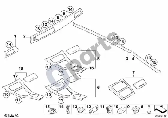 BMW 3 E92 E93 fine-wood trim walnut light – schema