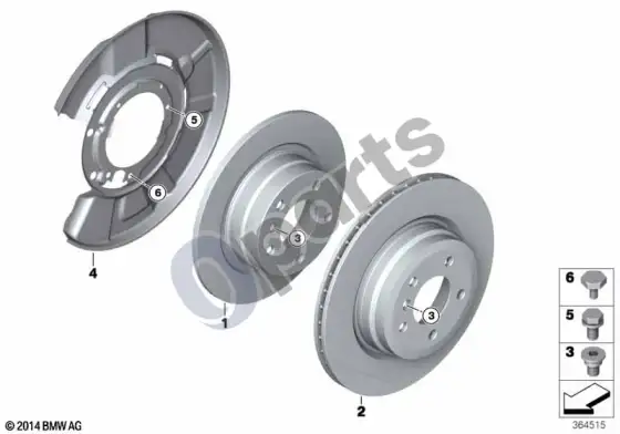 BMW 3 E92 E93 galinio rato stabdys / stabdžių diskas (E92 LCI 316I, E92 316I) – schema