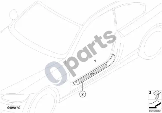 BMW 3 E92 E93 m įlipimo apdailos papildomas montavimas – schema
