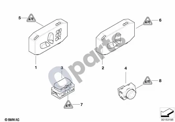 BMW 3 E92 E93 sėdynės reguliavimo jungiklis, priekinis – schema