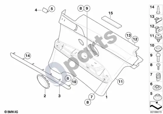 BMW 3 E92 E93 galinė šoninė apdailos plokštė – schema
