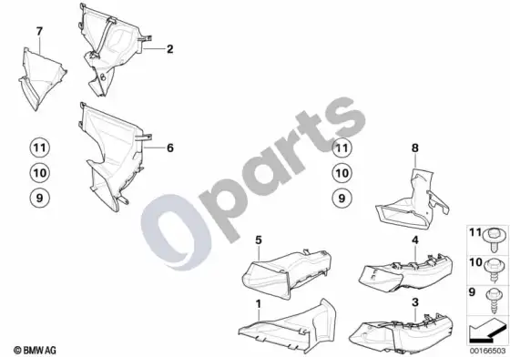 BMW 3 E92 E93 priekinis oro kanalas – schema
