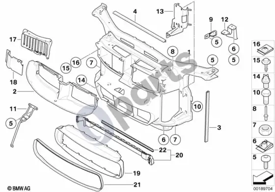 BMW 3 E92 E93 priekinis skydas / kėbulo dalys, variklio skyrius – schema