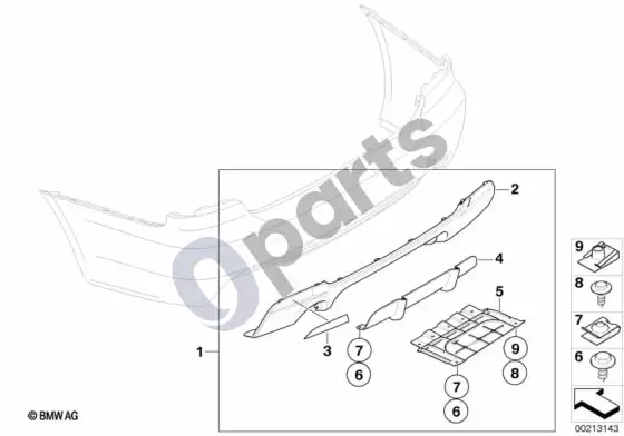 BMW 3 E92 E93 papildomos įrangos komplektas, sportinis difuzorius – schema