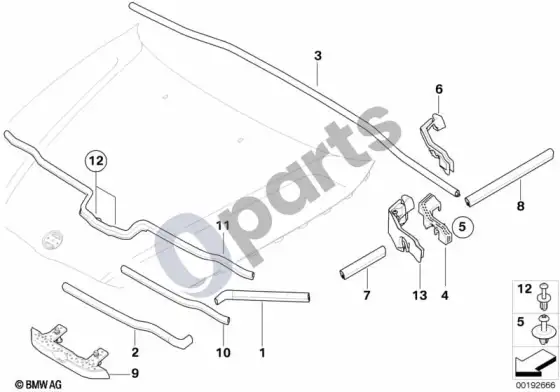 BMW 3 E92 E93 sandariklis, variklio dangtis – schema