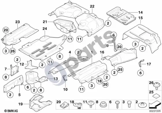 BMW 3 E92 E93 šilumos izoliacija – schema