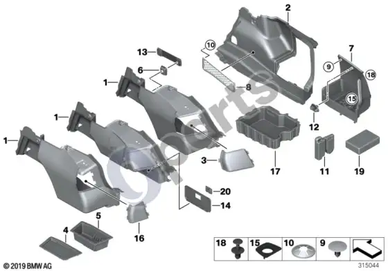 BMW 3 E92 E93 šoninė bagažinės grindų apdailos plokštė – schema