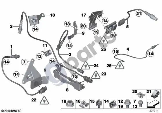BMW 3 E92 E93 lambda zondo tvirtinimo detalės (E92 LCI 320IN43, E92 320IN43, E93 320IN43) – schema