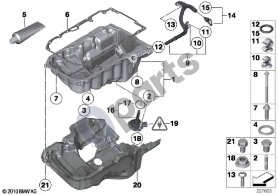 BMW 3 E92 E93 alyvos karteris / alyvos lygio matuoklis (E92 LCI 320XD) – schema