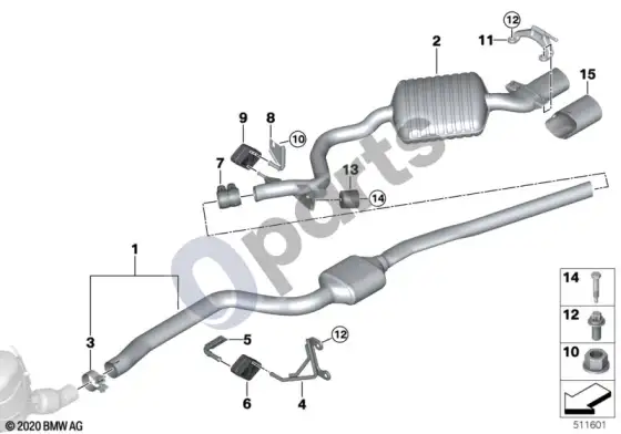 BMW 3 E92 E93 išmetimo sistema, galinė (E92 LCI 320XD, E92 320XD) – schema