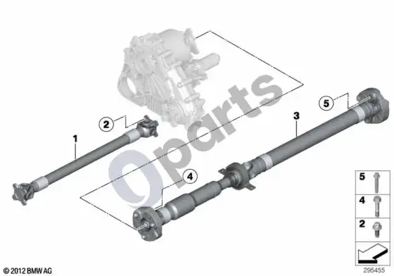 BMW 3 E92 E93 kardaninis velenas, visų ratų pavara – schema