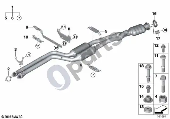 BMW 3 E92 E93 katalizatorius/priekinis duslintuvas (E92 LCI 325XIN53, E92 LCI 330XI) – schema