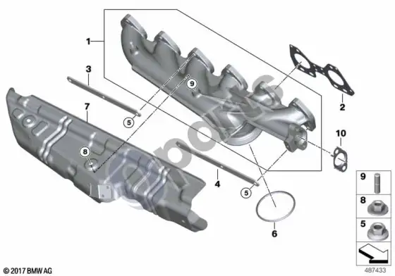 BMW 3 E92 E93 išmetimo kolektorius – AGR (E92 LCI 330XD, E92 LCI 325D, E92 LCI 330D, E92 330DN57, E92 330XDN57, E93 330DN57) – schema