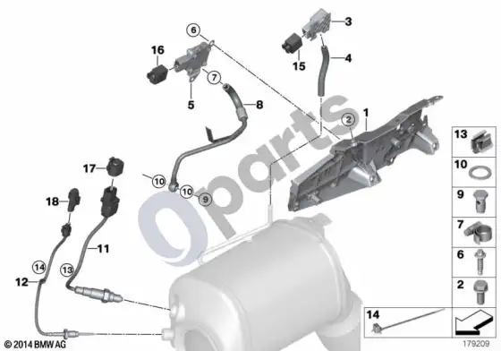 BMW 3 E92 E93 suodžių filtras, jutiklių sistema (E92 LCI 330XD, E92 LCI 325D, E92 LCI 330D, E92 330DN57, E92 330XDN57, E93 330DN57) – schema