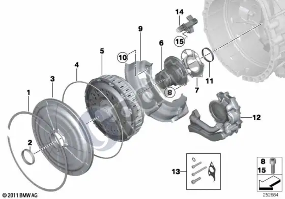 BMW 3 E92 E93 GS7D36SG dvigubas sankaba / pavara – schema