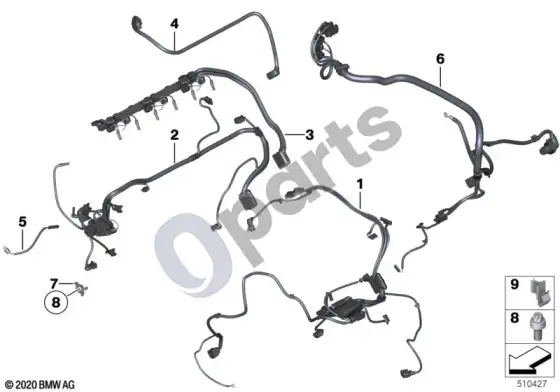 BMW 3 E92 E93 variklio laidų pynė (E92 LCI 335I) – schema